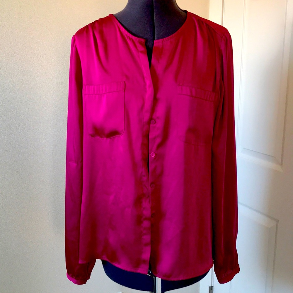 Liz Claiborne Blouse Button  Fuchsia M